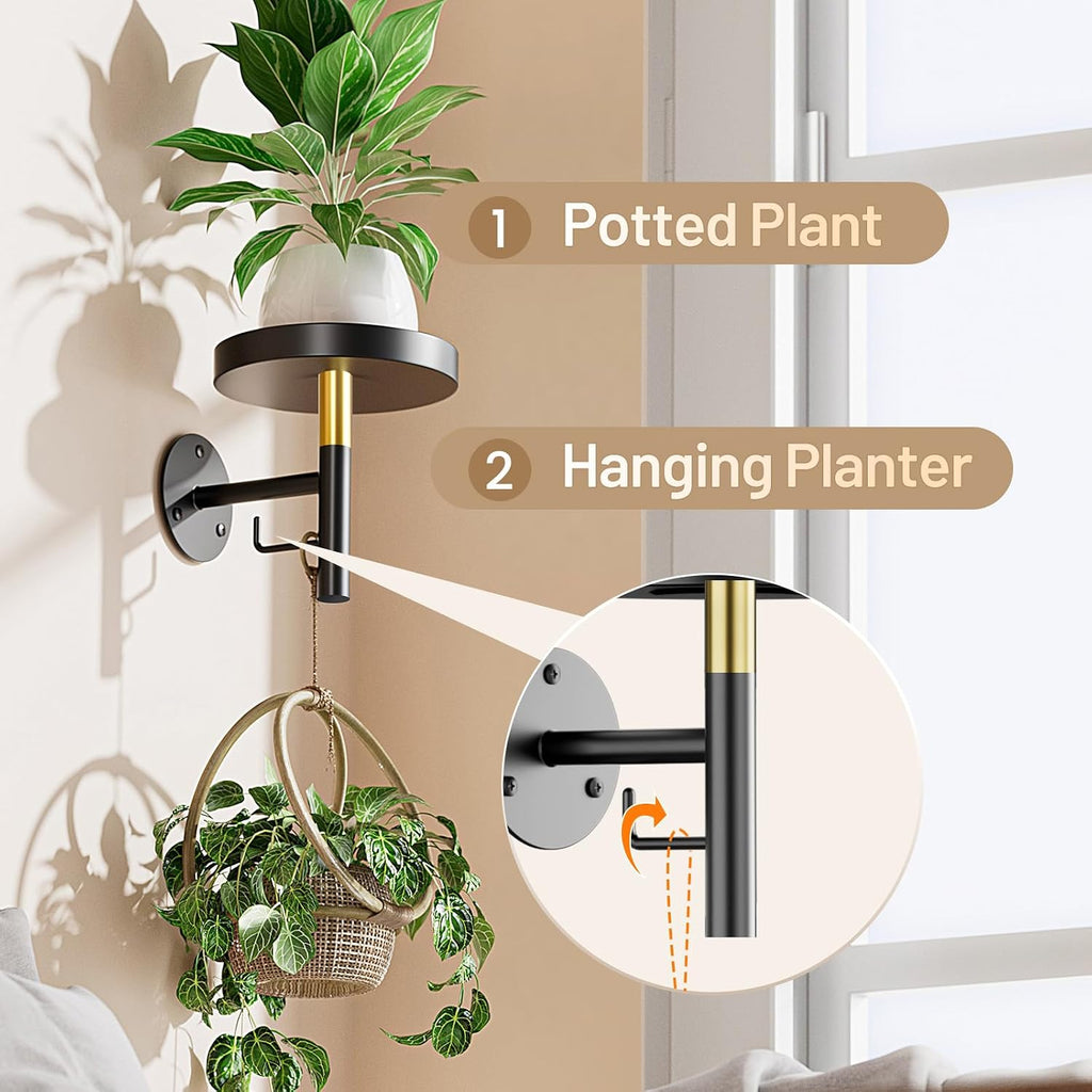 YUOROS 3 Pack Wall Plant Holder Wall Planters for Indoor Plants (Black) | Hanging Window Plant Shelves Hanger Decor