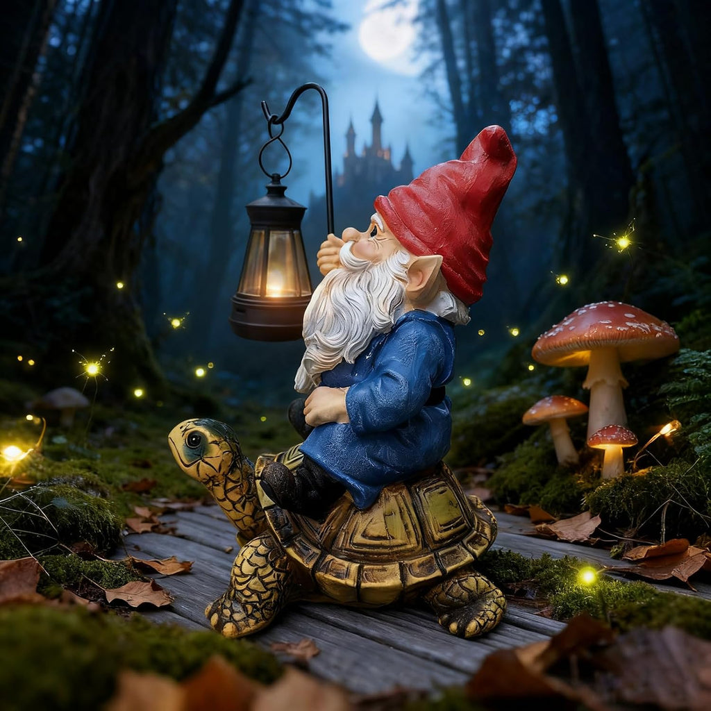 Outdoor Garden Gnome Statue, Solar Light Gnomes Statues Decoration for Yard | 7" Garden Gnome Outdoor Statue, Solar