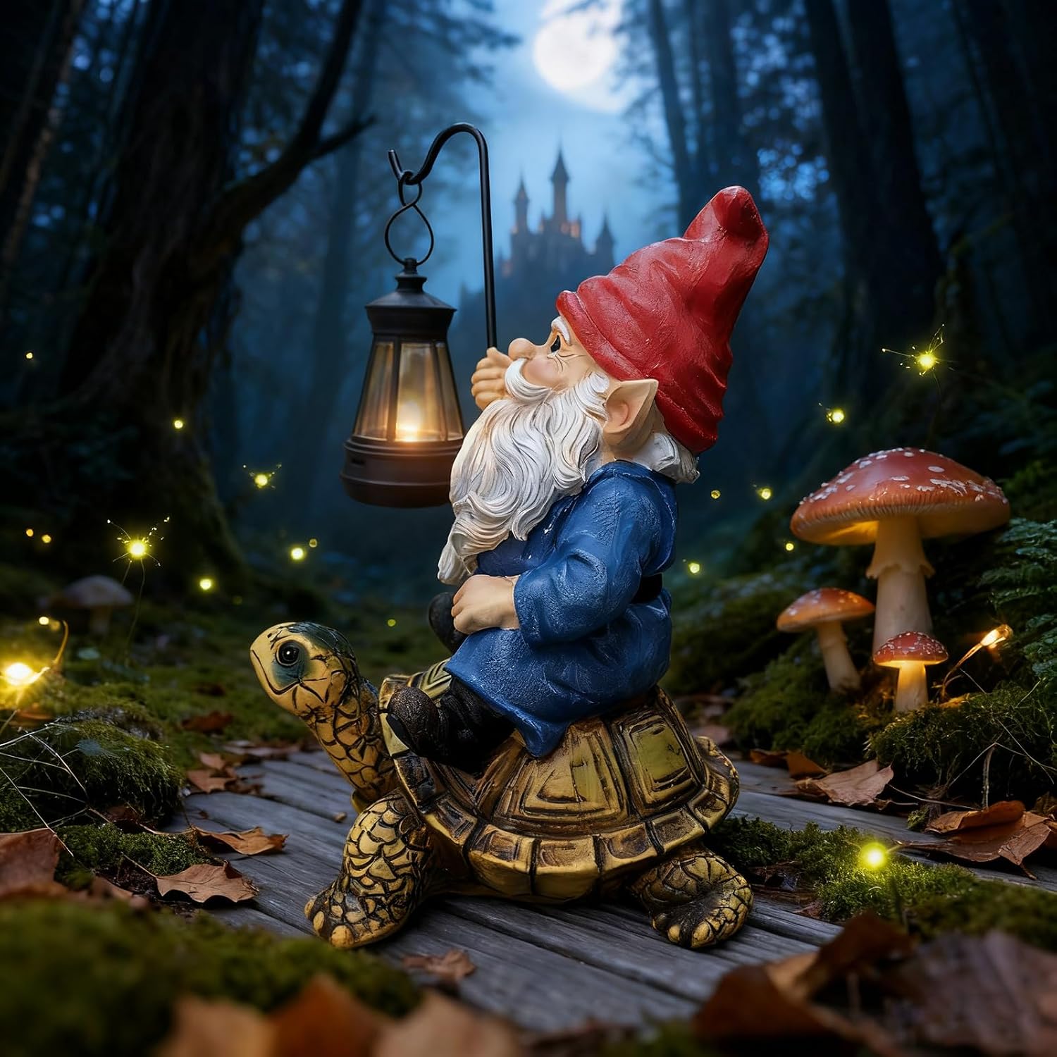 Outdoor Garden Gnome Statue, Solar Light Gnomes Statues Decoration for Yard | 7" Garden Gnome Outdoor Statue, Solar