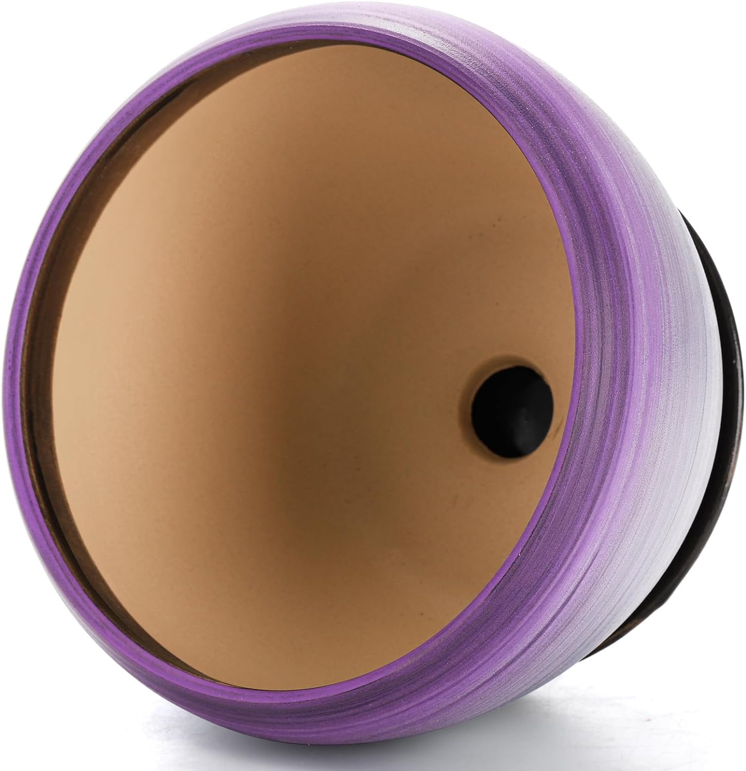 SOUJOY Set of 3 Ceramic Flower Pots, Gardening Plant Pot with Drainage Holes and Saucer, 7/5/4 inch Purple Round