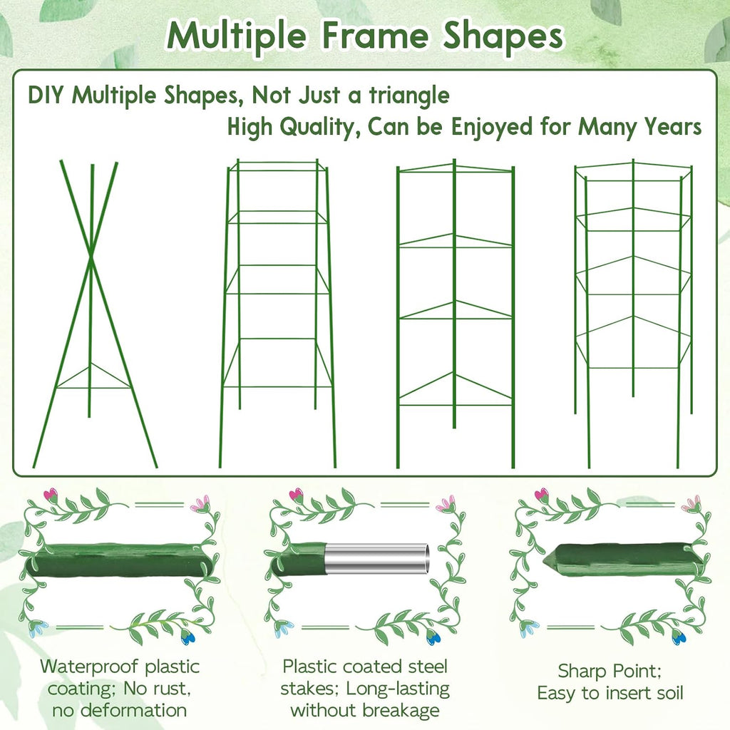 Riare 6 Pack 5.2 FT Tomato Cages for Garden, Heavy Duty Tomato Trellis | Adjustable, Reusable, Tall Tomato Plant