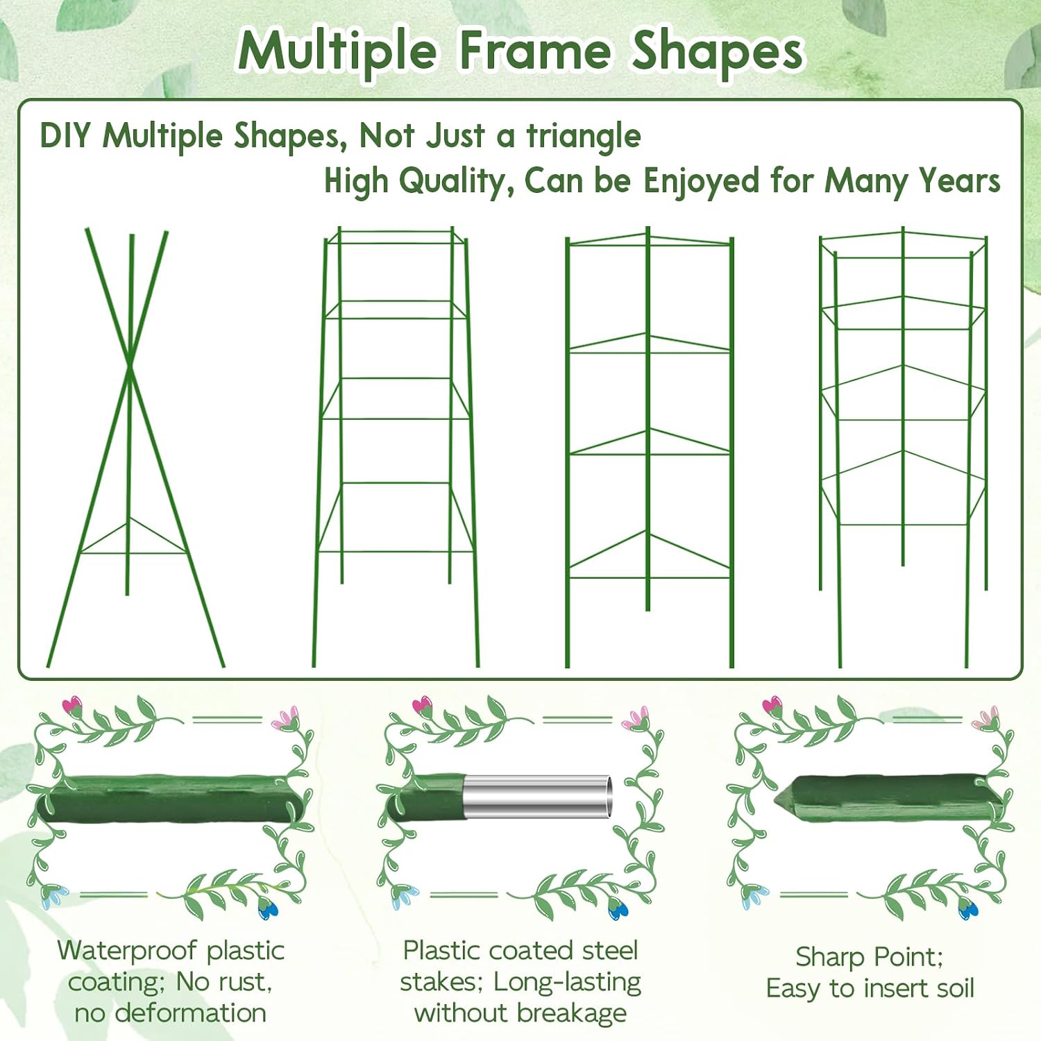 Riare 6 Pack 5.2 FT Tomato Cages for Garden, Heavy Duty Tomato Trellis | Adjustable, Reusable, Tall Tomato Plant