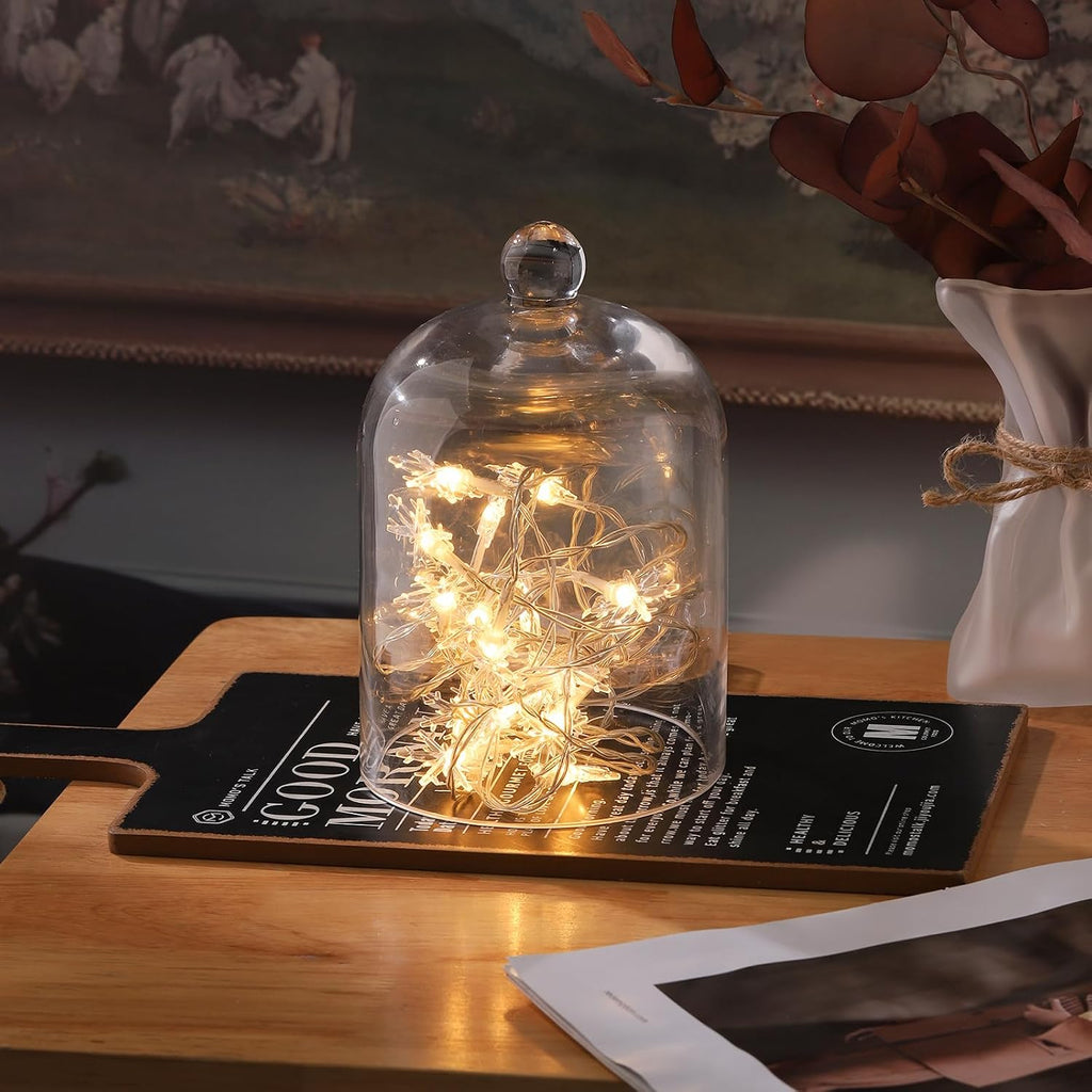 7.5" Tall Handmade Glass Cloche, Thick & Sturdy, Dia 5"xH 7.5", For Terrarium, Plants, Trinkets, Cakes, Figurines, LED