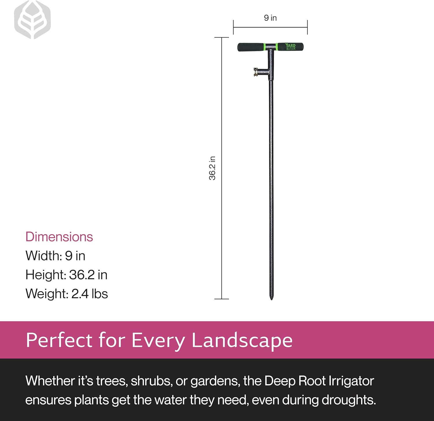 Yard Butler 36 Inch Deep Root Irrigator - Drip Watering Irrigator Tool - Soil and Root Penetration - Deep Plant and