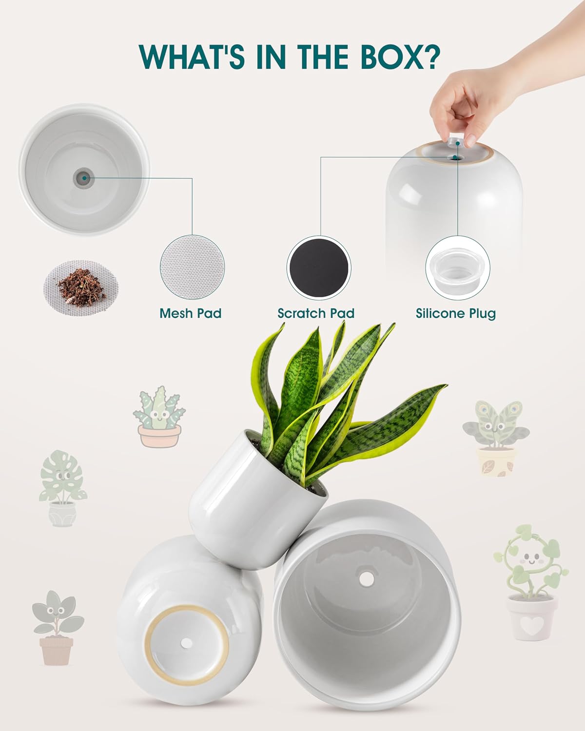 vancasso 6+8+10 inches Ceramic Plant Pots, Set of 3, Planters with Drainage Hole, Flower Pots Planters Pots for Indoor