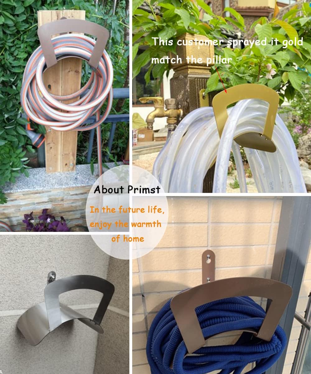 Primst Garden Hose Holder Wall Mount Hose Hanger Heavy Duty Metal Hose Bracket Water Hose Storage Organizer Durable