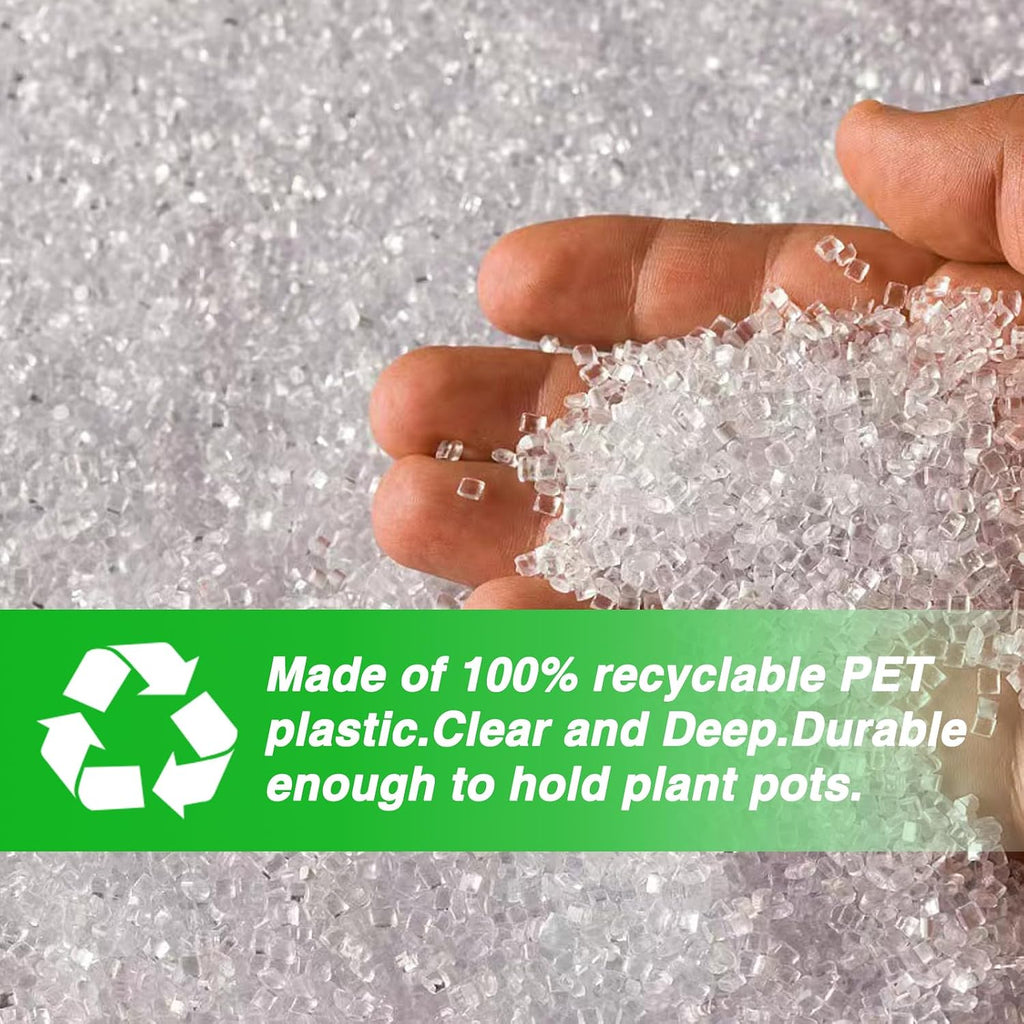 18 Pcs Clear Plastic Plant Saucers for Flower Pots(6, 8, 10 Inch) | Clear Deep Drip Trays, Thickened Saucers for Pots