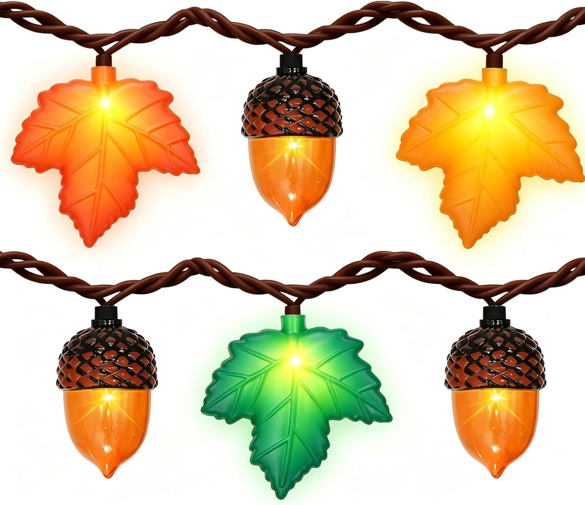 Couah Fall Decor String Lights, 8.5 FT 3D Maple Leaf & Acorn Lights with 10 LED Plug in Fall String Lights for Indoor and Outdoor Home Bedroom Autumn Party Harvest Fall Decorations