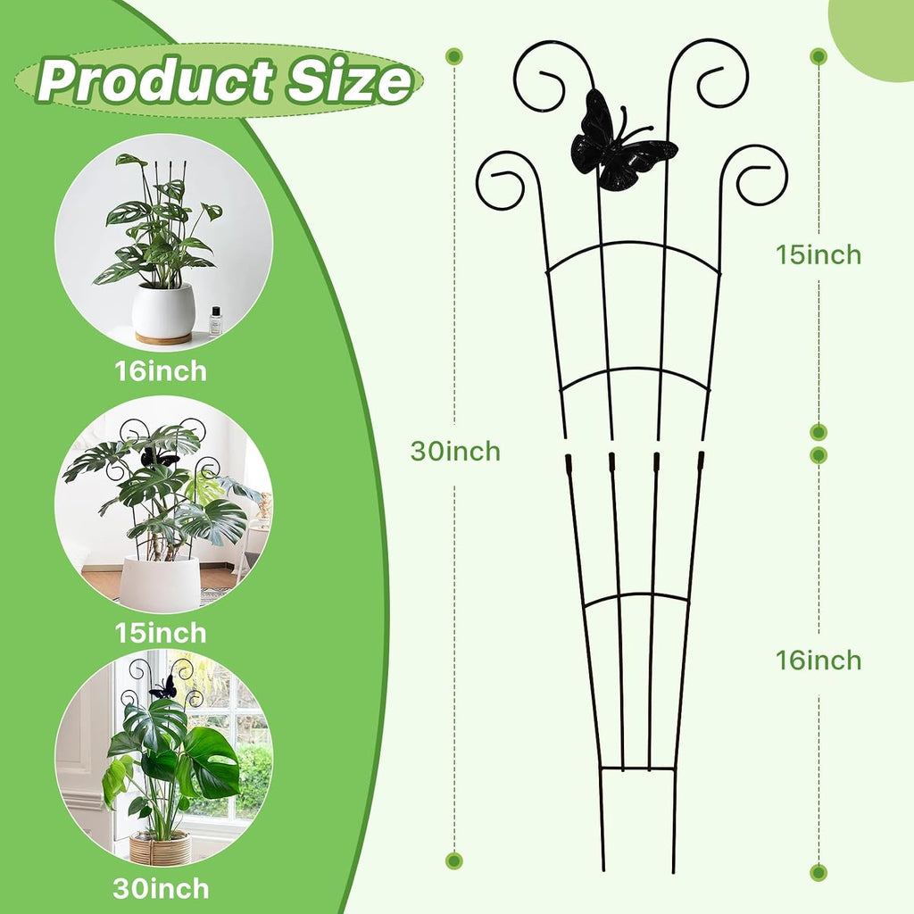 4 Pack 30 Inch Taller Plant Trellis for Potted Climbing Plants Indoor, Expandable Metal Garden Trellis for Climbing
