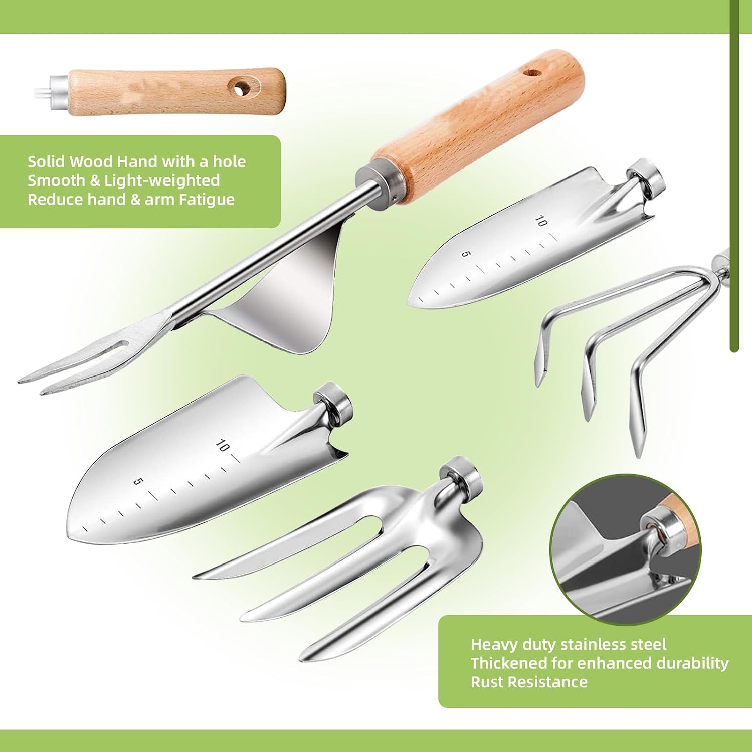 Gardening Tools 12-Piece, Durable Heavy Duty Garden Tool Set Stainless Steel, Garden Hand Tools with Tote Bag, Non Slip