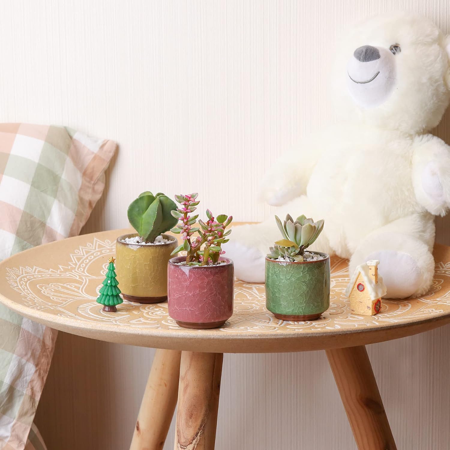 T4U 2.5 Inch Small Ceramic Succulent Planter Pot with Drainage Hole Set of 12, Ice Crack Glaze Plant Container for