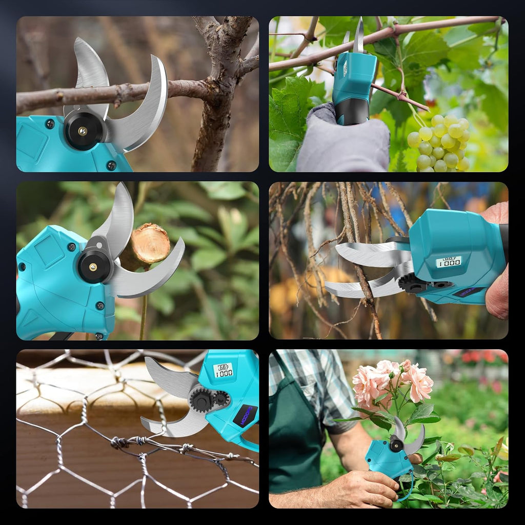 Upgraded Electric Pruning Shears, 1.4" Cutting Diameter Cordless Pruner with LCD Display, Brushless Motor, 2×2.0Ah