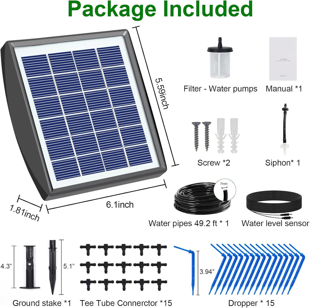 RISINGUP Solar Drip Irrigation System for 15 Potted Plants Outdoor Garden | Automatic Plants Watering System with
