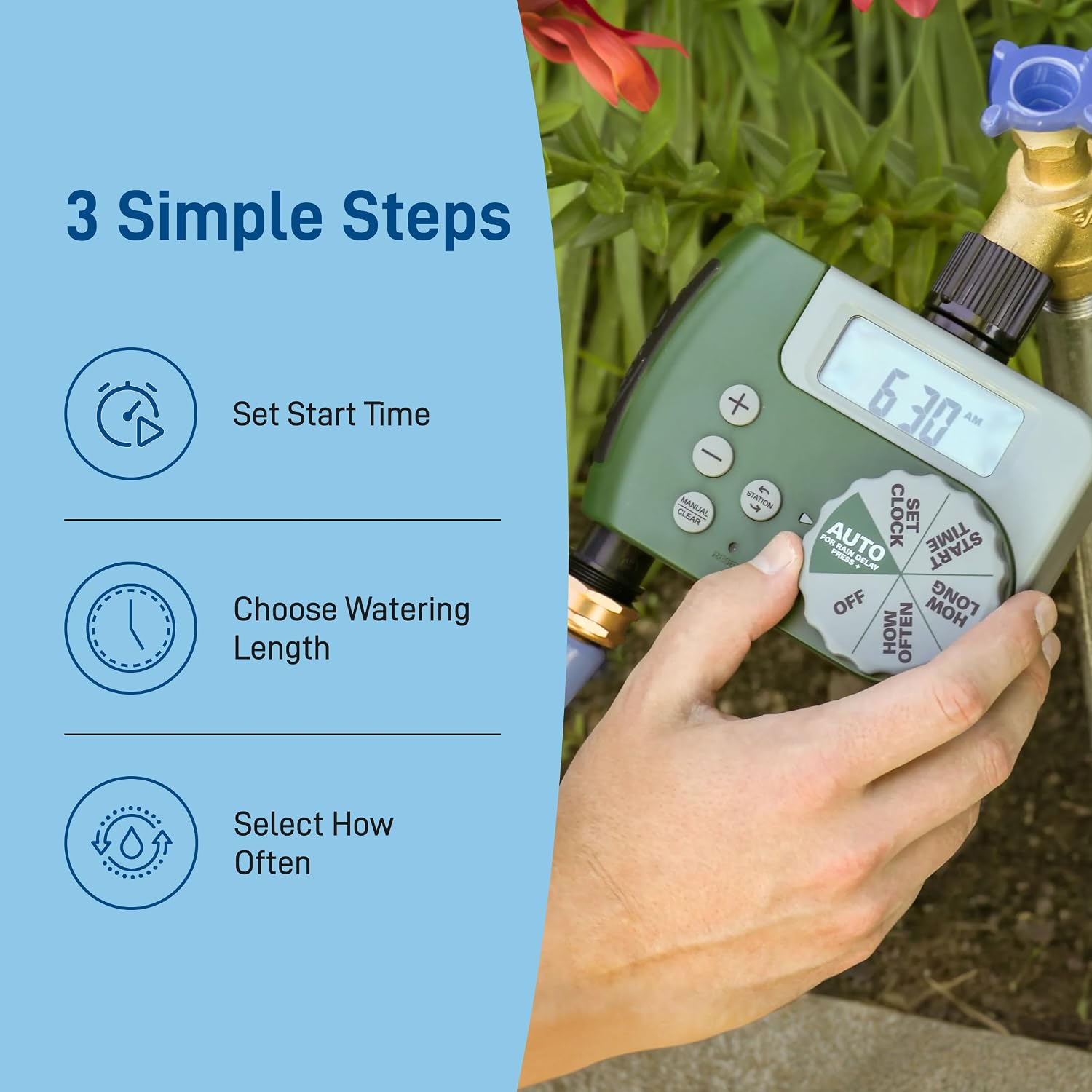 Orbit Programmable Digital Hose Watering Timer - 2 Outlet - Battery Powered - with LCD Screen - Built-in Rain Delay