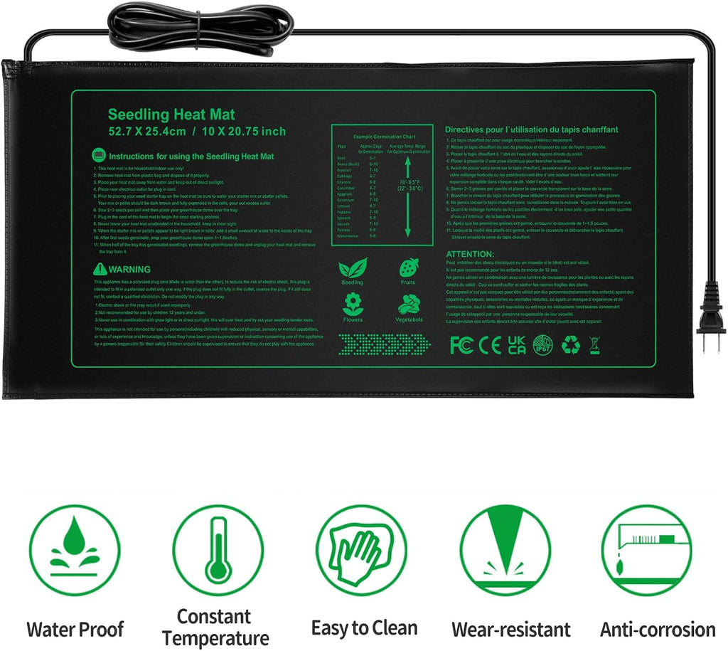 Seedling Heat mat | 3 Pack | Durable Waterproof | Heat Mats for Seed Starting,Seed Germination Heating Mat 10 x 20.75