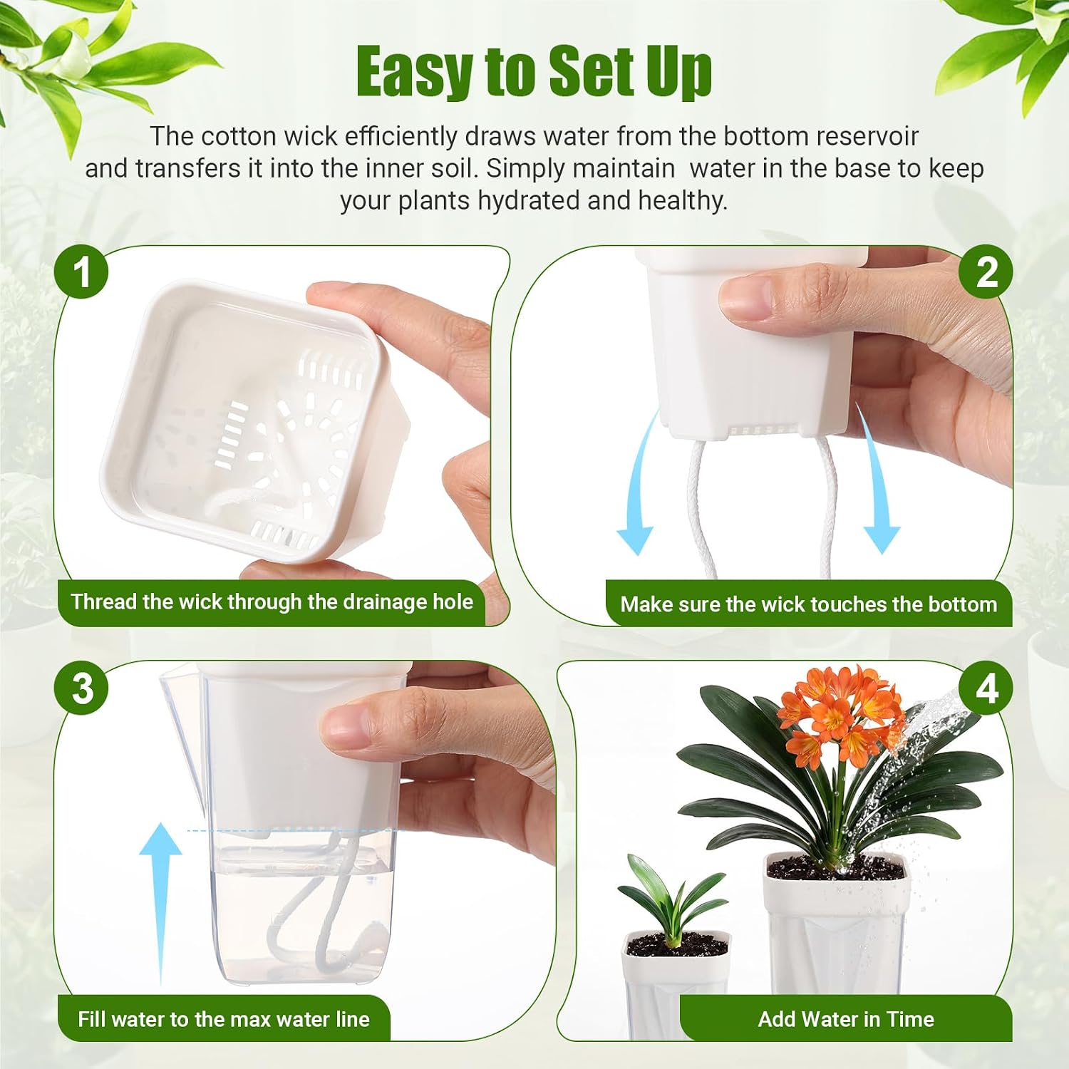 30 Pack 2" 2.5" Small Self Watering Pots for Indoor Plants Clear Mini Self Watering Plant Pot with Water Level Drainage
