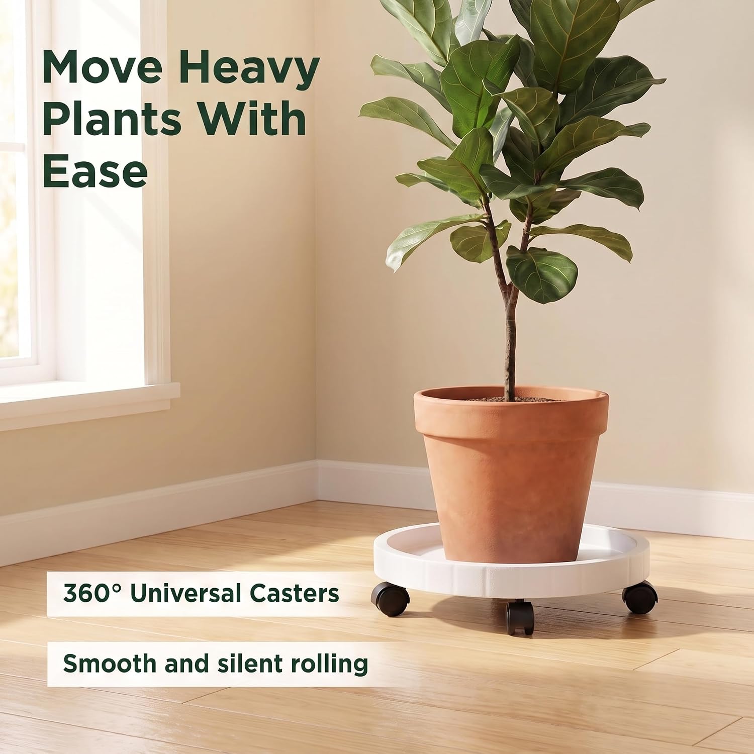 WanderingDonkey 14 Inch Wheeled Potted Flower Mover Dolly with Casters, Round Coaster for Indoor Outdoor,Planter Saucer