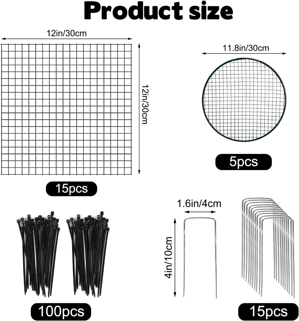 5 Sets of 12'' x 12'' Plant Protectors Cages from Animals with Covers - For Outdoor Plants Metal Plant Cage Chicken