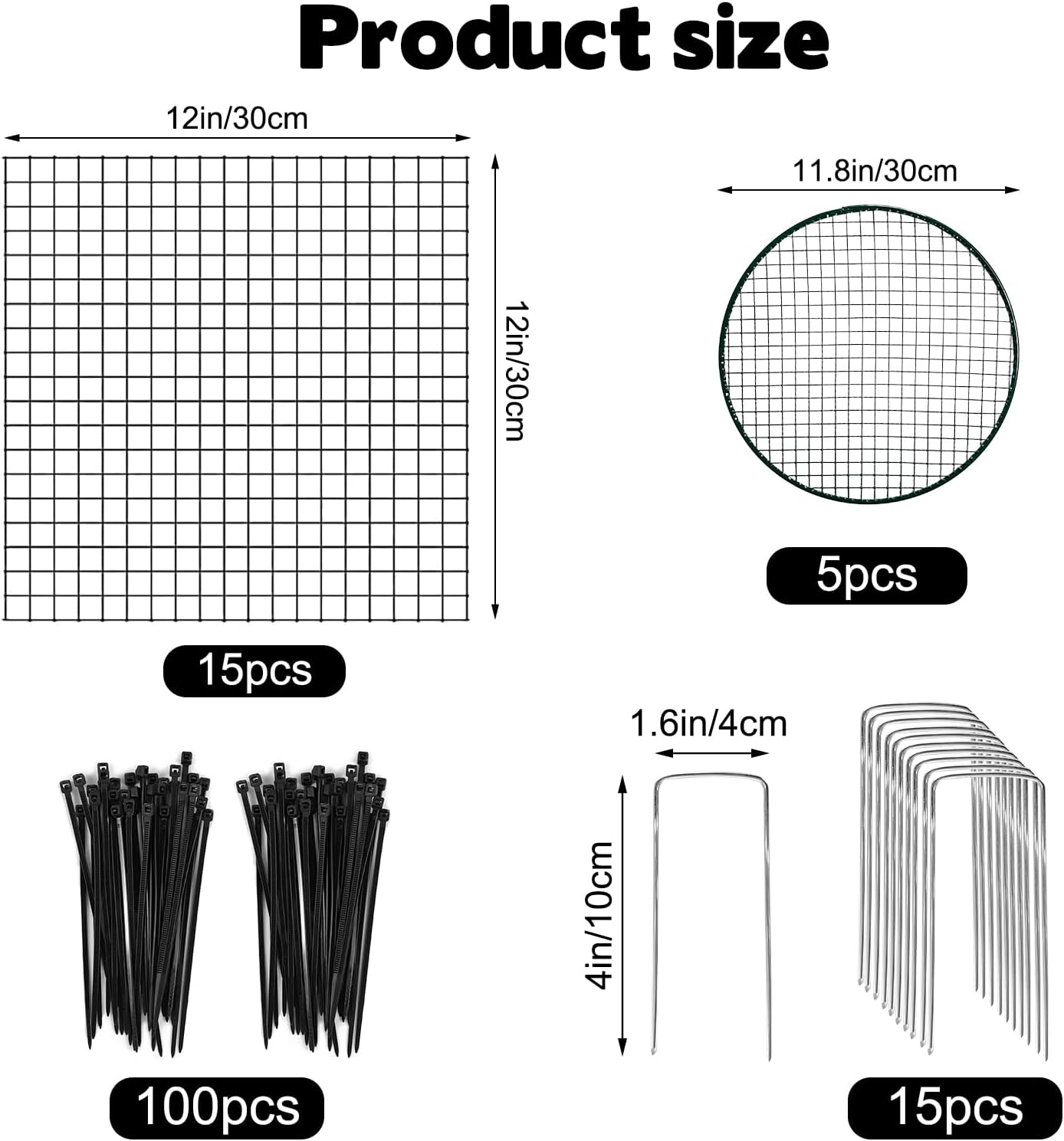 5 Sets of 12'' x 12'' Plant Protectors Cages from Animals with Covers - For Outdoor Plants Metal Plant Cage Chicken
