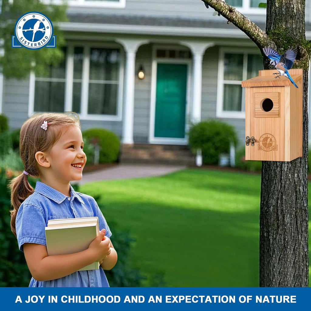SISTERBIRD Bluebird Houses for Outside, Blue Bird Houses for Outdoors, Premium Bird House, Pack of 2 Bluebird House