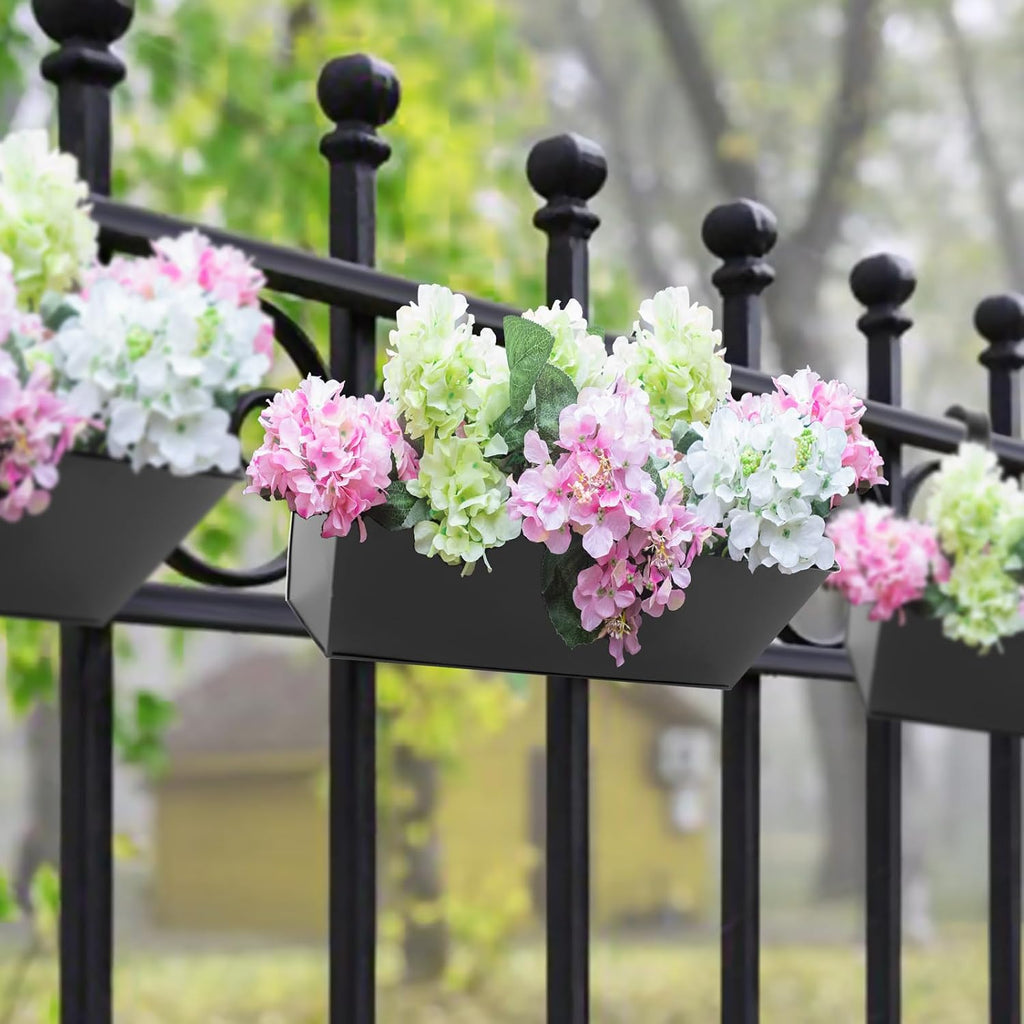 Railing Planters Outdoor Balcony 16 Inch Deck Over The Railing Planter Boxes Hanging Planters for Fence Flower 3 Pcs