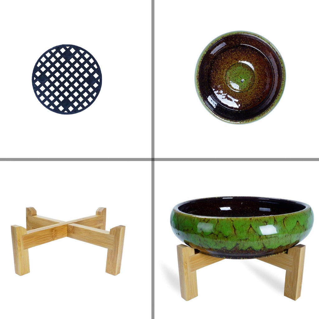 ARTKETTY Large Succulent Pots with Drainage 10 inch Succulent Planters with Planting Tools Set & 2.2lb Mix Pebbles