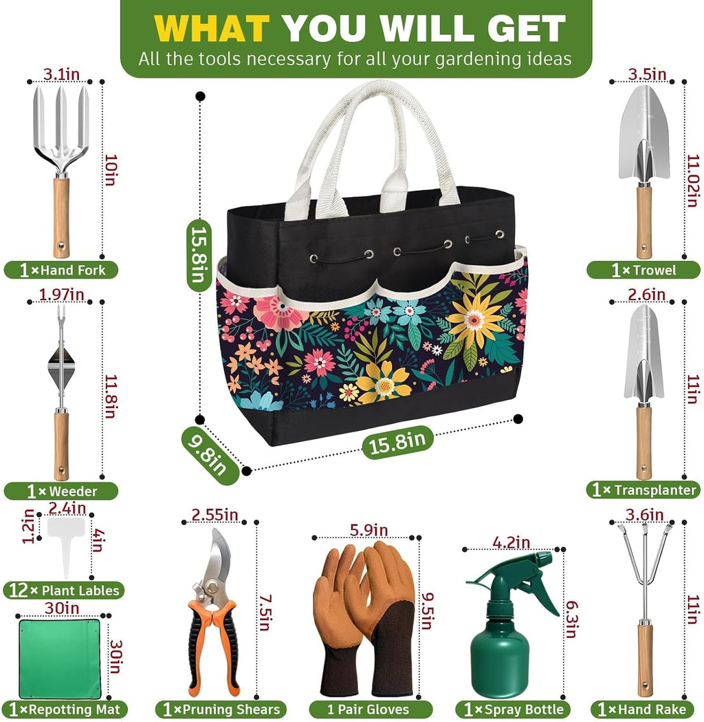 22Pcs Gardening Tools Set for Women Heavy Duty Garden Hand Tool Kit Birthday Gifts for Mom Her Wife Grandma Beginner