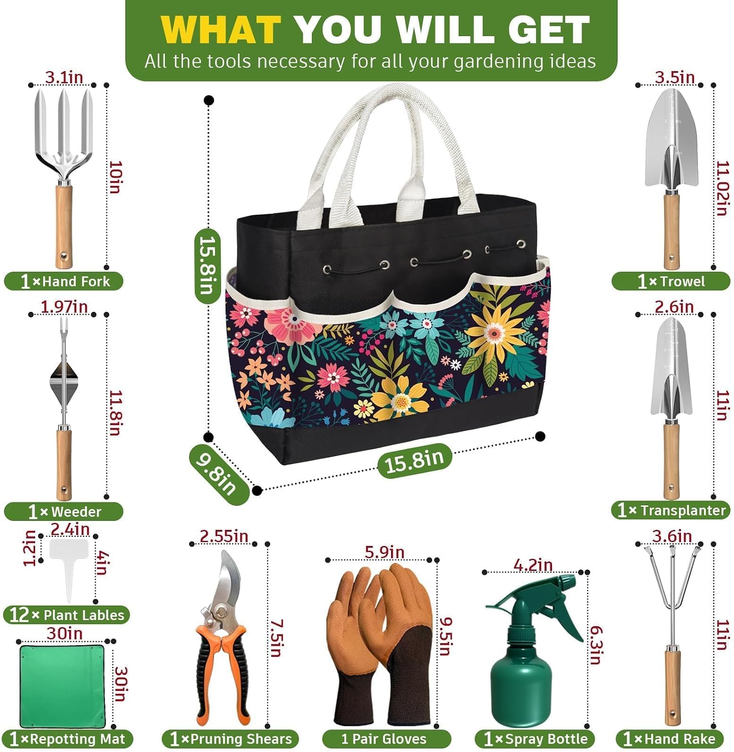 22Pcs Gardening Tools Set for Women Heavy Duty Garden Hand Tool Kit Birthday Gifts for Mom Her Wife Grandma Beginner