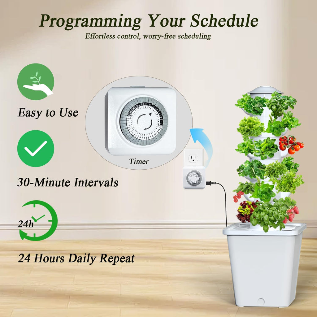 Hydroponics Growing System, 30-Plant Indoor Hydroponic Tower with Pump System, Plants Germination Kit, Smart Aeroponic