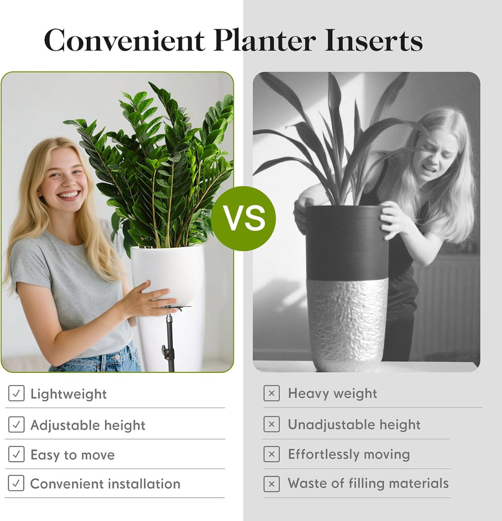 2 Pcs Adjustable Plant Risers,10-15" Rise, 4-12" Top & 6-9" Base, Metal | With Drainage Hole, Tripod Design, Portable