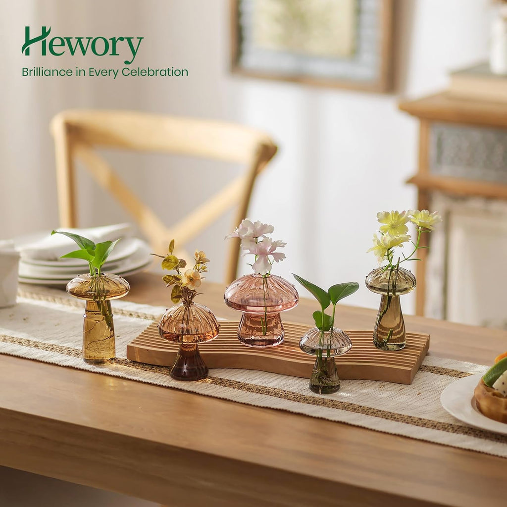 Hewory Plant Propagation Station: 5PCS Amber Glass Mushroom Vase for Flower | Propagation Vases, Mushroom Decor, Gifts