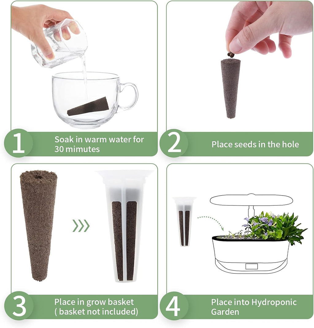 150 Pack Grow Sponges, Seed Pods Replacement Root Growth Sponges Compatible with AeroGarden, Moldy-Free, Kit with 10