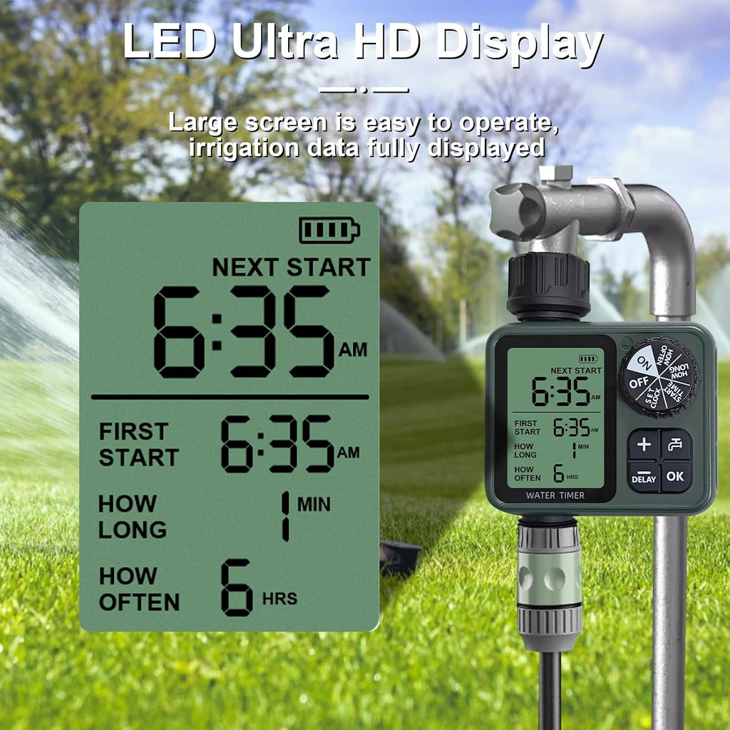 Programmable Water Timer for Garden Hose, Outdoor Sprinkler Timer with Rain Delay & Manual Mode,Inlaid Brass Connector