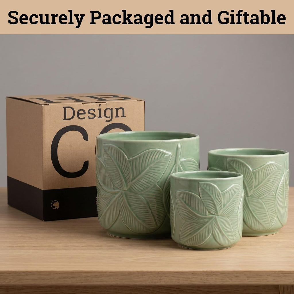 Ceramic Pots for Plants Set of 3, 6, 5, 4 Inch Diameter with Drainage Holes | Thick Durable Ceramic Pots, Plant Pots