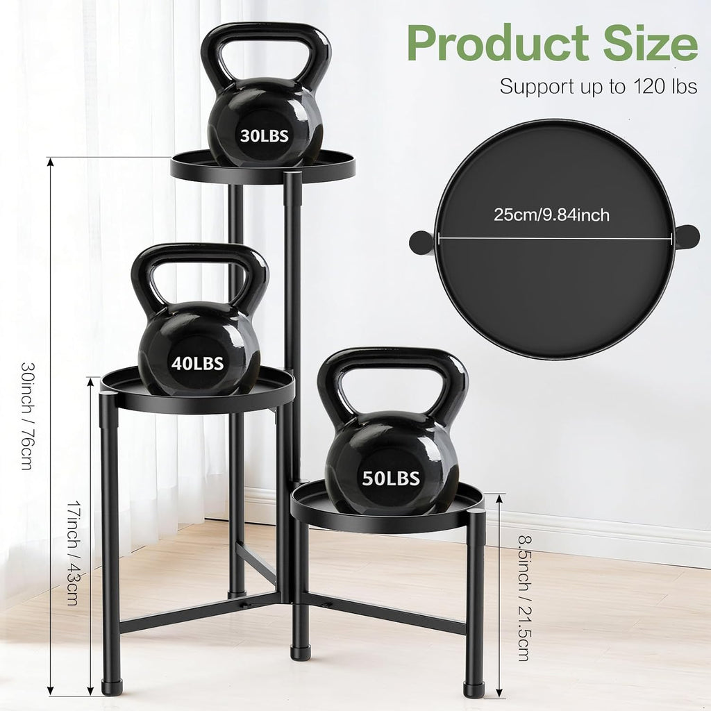 3 Tier Metal Corner Plant Stand Indoor Outdoor, Heightened widened 30'' Tall Multiple Flower Pot Display Holder, Iron