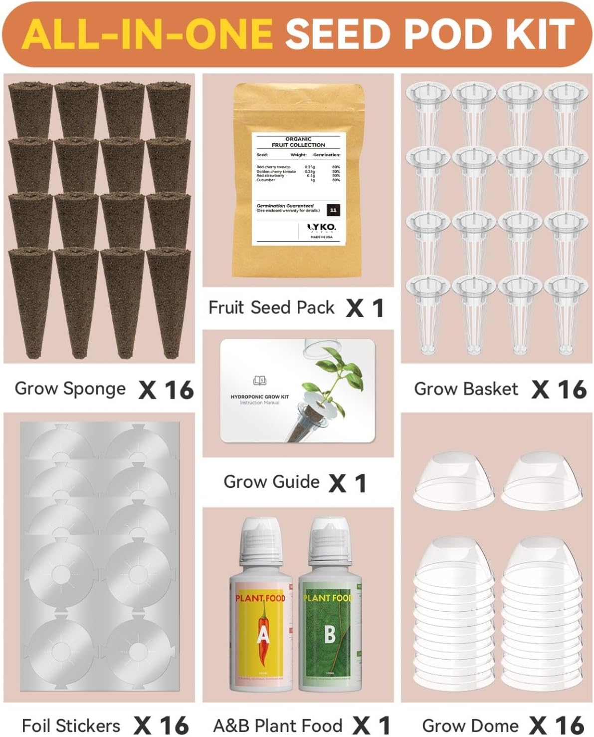 LYKOCLEAN Herb Seed Pod Kit Compatible with AeroGarden Hydroponics Growing System, Complete Indoor Gardening Supply