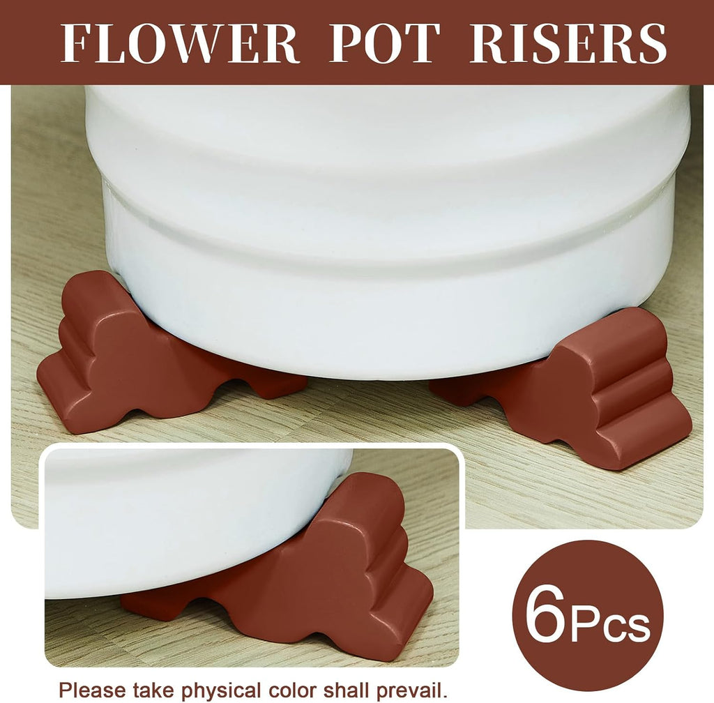 Kigeli 6 Pcs Resin Garden Pot Feet for Outdoor Planters 3 Inch Long 1.5 Inch Tall Flower Handmade Elevator Plant Feet