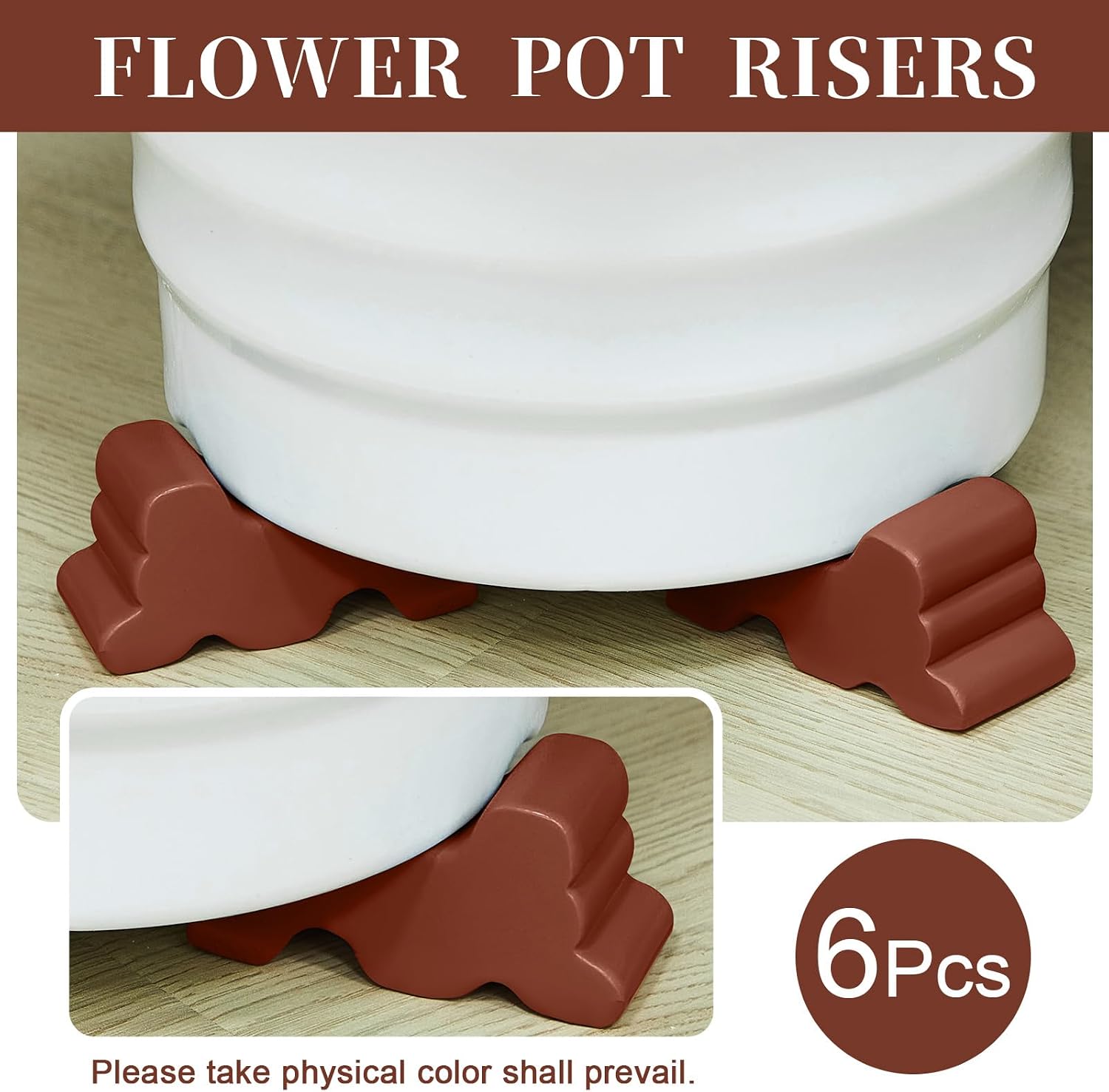 Kigeli 6 Pcs Resin Garden Pot Feet for Outdoor Planters 3 Inch Long 1.5 Inch Tall Flower Handmade Elevator Plant Feet