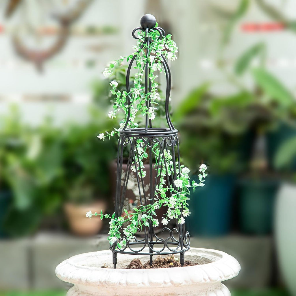 29.5" Obelisk Trellis for Indoor/Outdoor Potted Plants Support | Metal Trellis for Climbing Plants - Indoor/Outdoor