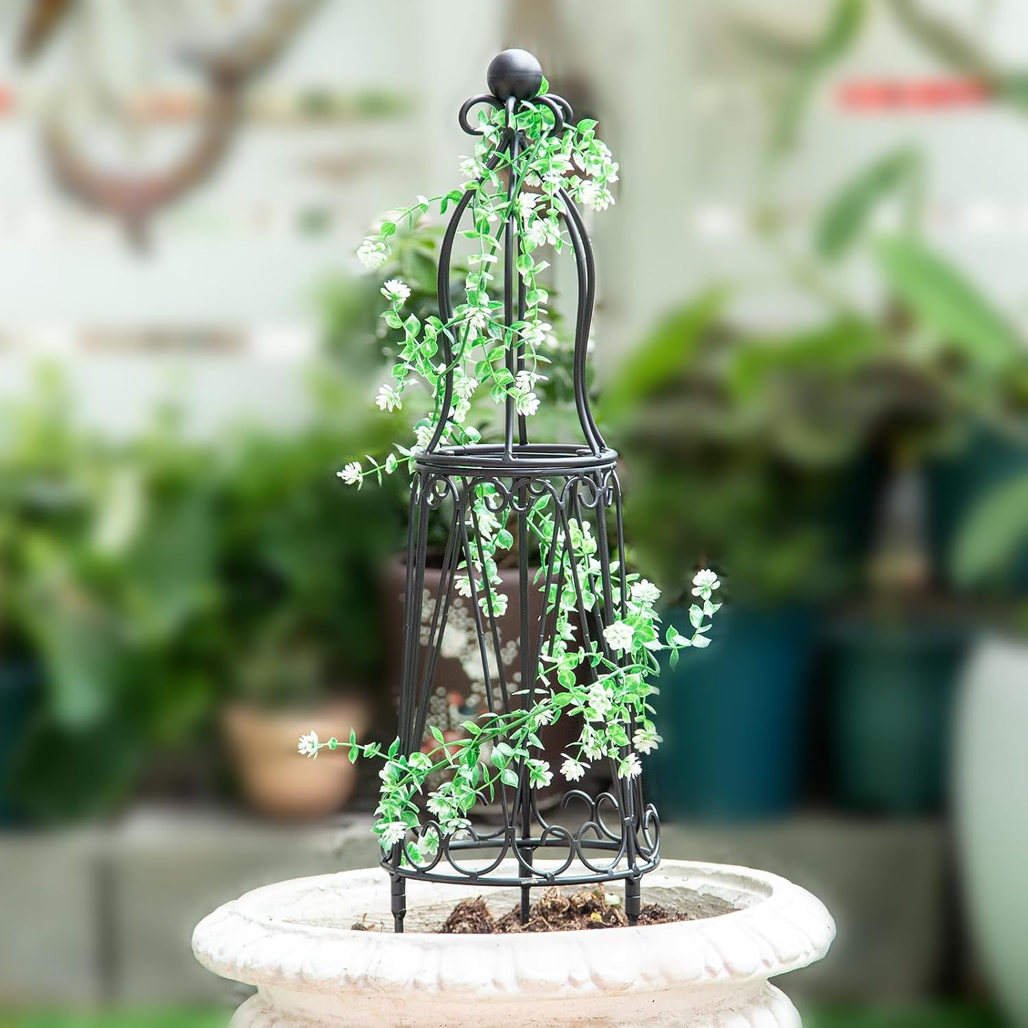 29.5" Obelisk Trellis for Indoor/Outdoor Potted Plants Support | Metal Trellis for Climbing Plants - Indoor/Outdoor