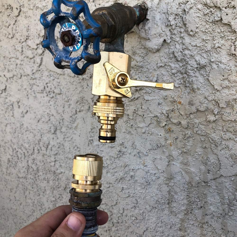 Garden Hose Quick Connect Solid Brass Quick Connector 3/4 inch GHT (4 Sets)