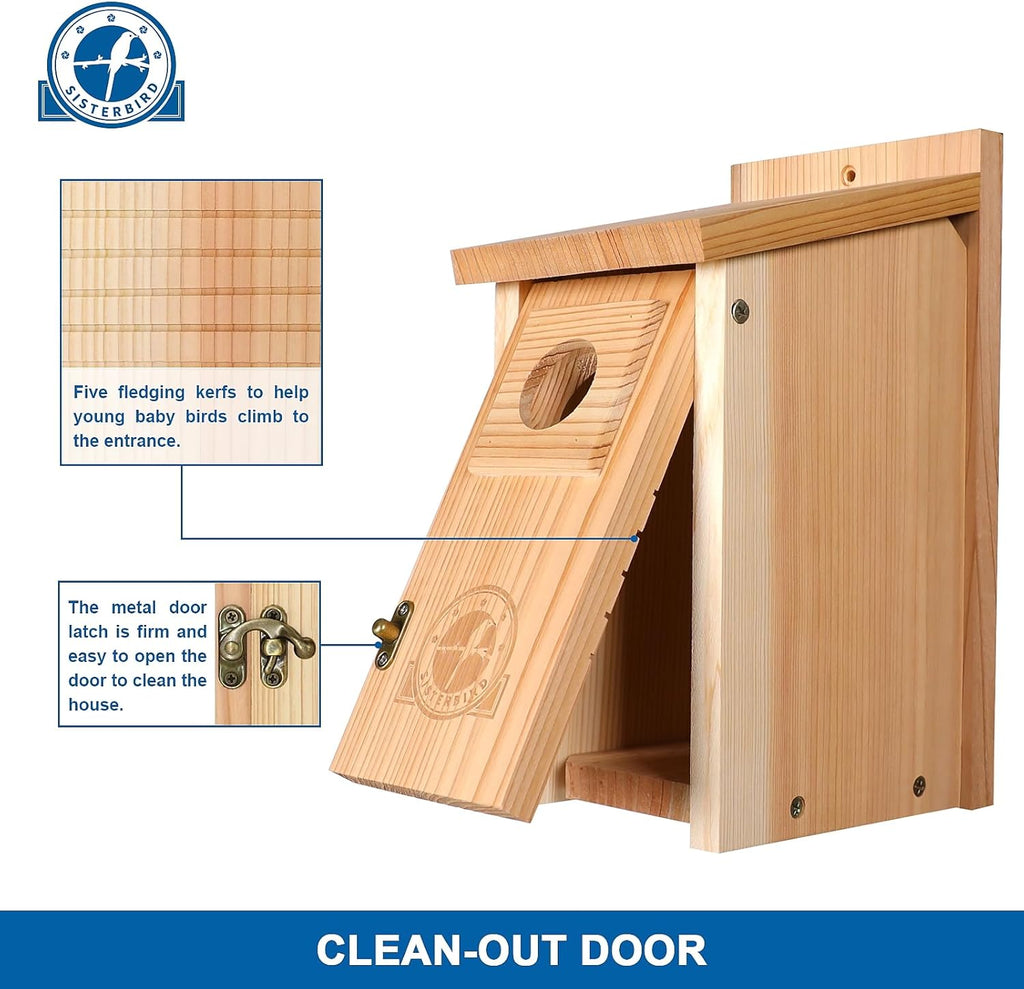 SISTERBIRD Bluebird Houses for Outside, Blue Bird Houses for Outdoors, Premium Bird House, Pack of 2 Bluebird House