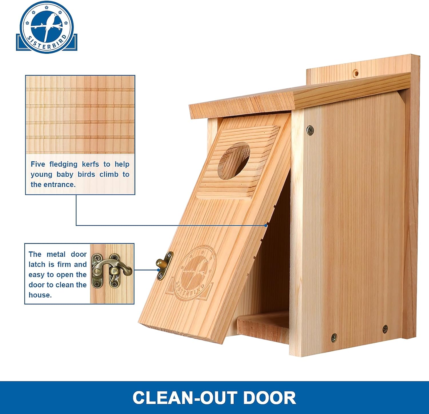 SISTERBIRD Bluebird Houses for Outside, Blue Bird Houses for Outdoors, Premium Bird House, Pack of 2 Bluebird House