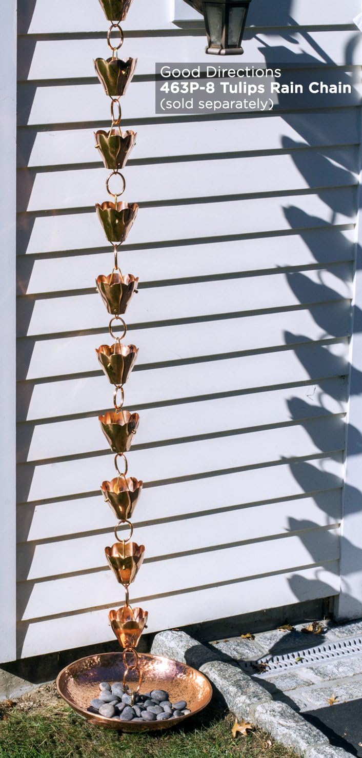 Good Directions 479P Rain Chain Basin Large 16-1/2 Inch Diameter, 4 Inches High, 100% Pure Copper