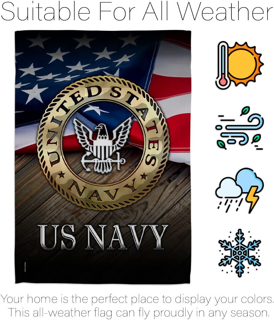 US Navy Garden House Flag - Set Armed Forces USN Seabee United State American Military Veteran Retire Official