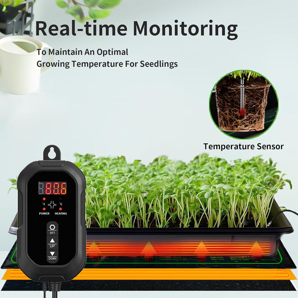 20"x20" Durable Seedling Heat Mat with Thermostat Controller | Durable Waterproof Hydroponic Heating Pad with ETL