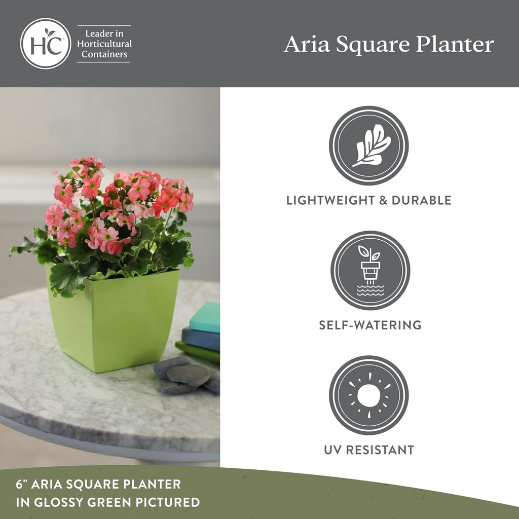 The HC Companies Aria Self Watering Square Plant Pot w/Drainage - Planters for Outdoor Plants & Indoor Plants