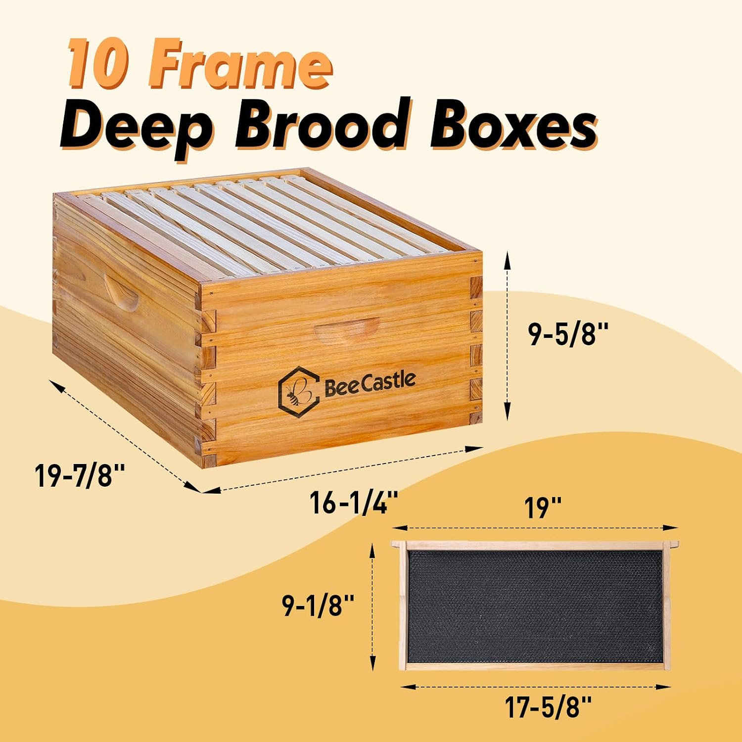BeeCastle 10 Frame Langstroth Bee Hive Coated with Beeswax Includes Beehive Frames and Waxed Foundations (2 Deep Boxes