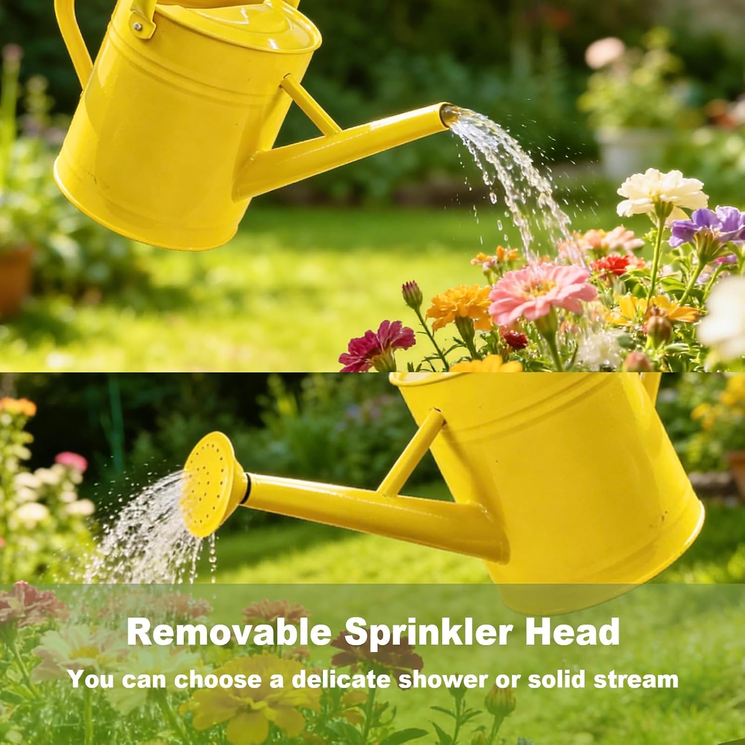 1 Gallon Metal Watering Can for Outdoor&Indoor Plants | Removable Sprinkler Head,Made of Premium Galvanized