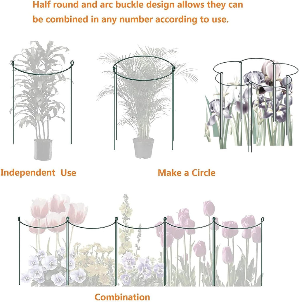 12 Pack 15.8 Inch High Plant Stake,Garden Plant Support,Half-Round Peony Cage Plant Ring Hoop
